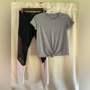 Madewell knotted Tee , Onzie color block leggings
